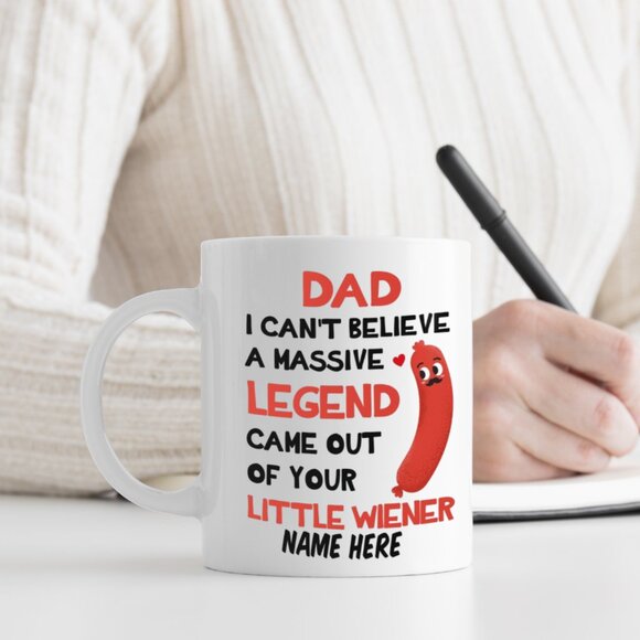 Funny 11oz White Mug for Stepdad – Dad I Can't Believe, Customize Name - Picture 2 of 4